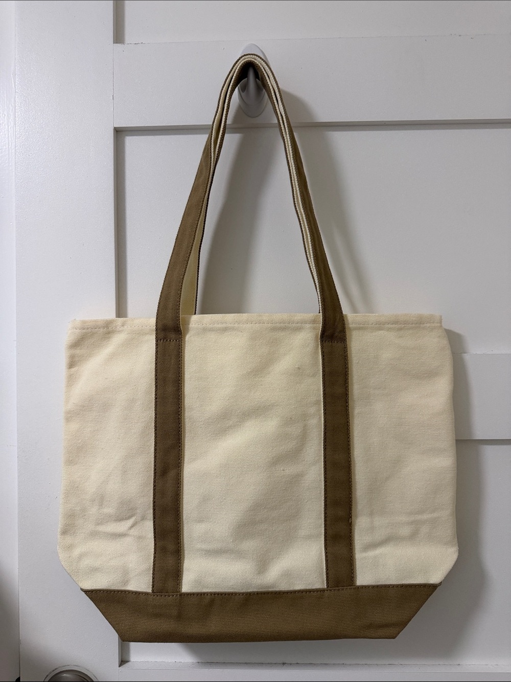 Brandy Melville Cream Canvas Tote with Brown Accents